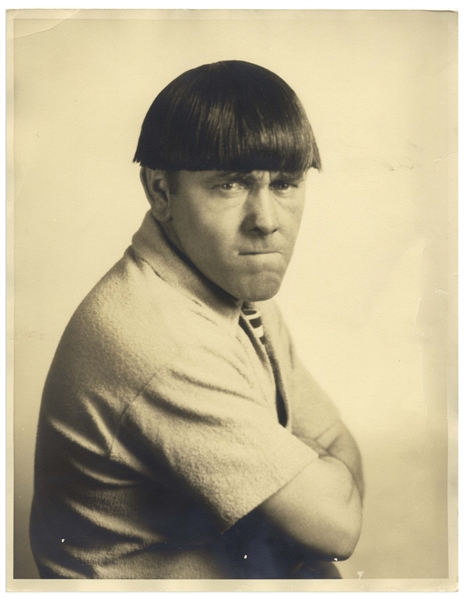 Large 11 x 14 Matte Photo of Moe Howard in Character -- Some Buckling at Top & Creasing to Margins, Very Good Condition